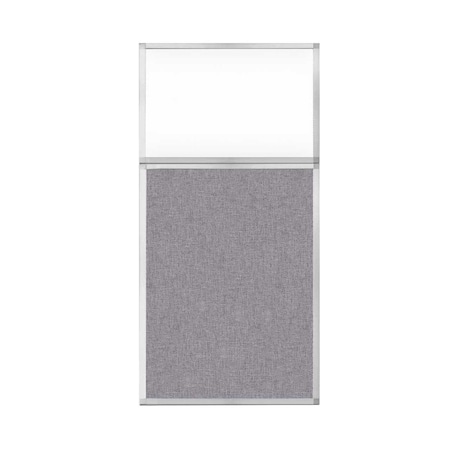 Versare Hush Panel Configurable Cubicle Partition 3' x 6' W/ Window Cloud Gray Fabric Clear Window 1852308-2